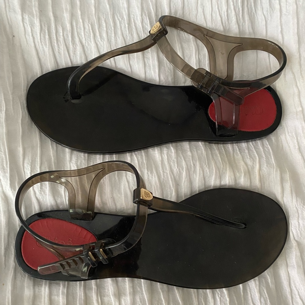 Chloe Donna Jelly Sandals T Strap Flat Slingback